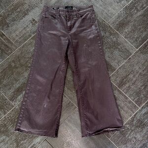 White House Black Market Coated Denim High Rise Wide Leg brown Jean